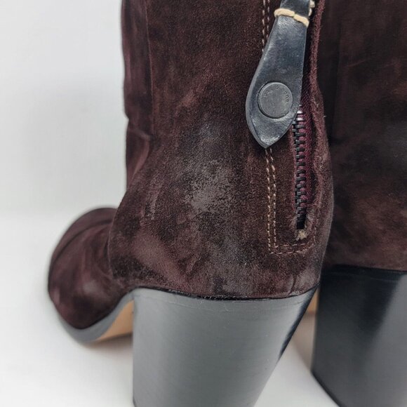 Rag & Bone Classic Newbury Brown Suede Ankle Boots Back Zip Size 37 - Picture 6 of 9